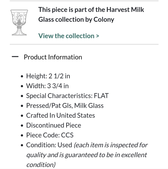 Harvest Milk Glass by Colony cup and saucer - Picture 2 of 3